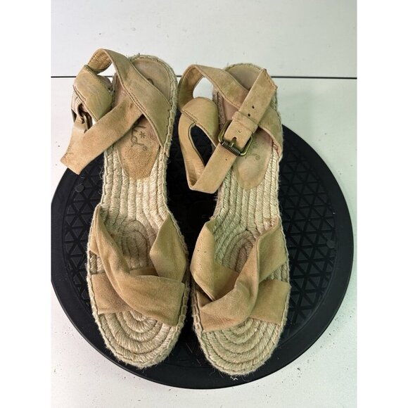 Splendid Womens Beige Suede Espadrille Wedge Sandals Size 8.5 US - Picture 4 of 13